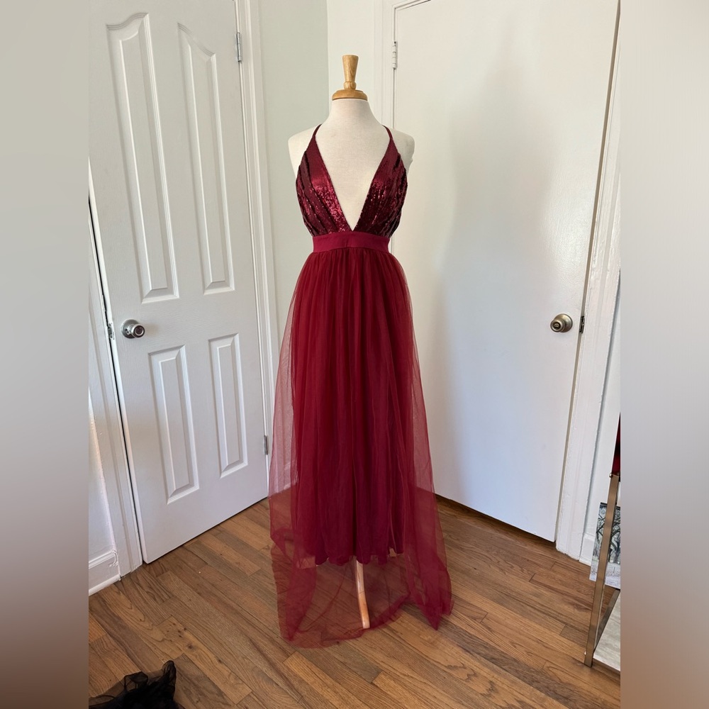 Gorgeous red sequin and tulle gown